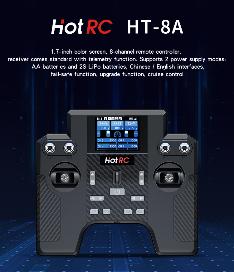 HotRC HT-8A 2.4G 8CH  Transmit - огляд і ціна Drone Motor Rc Car