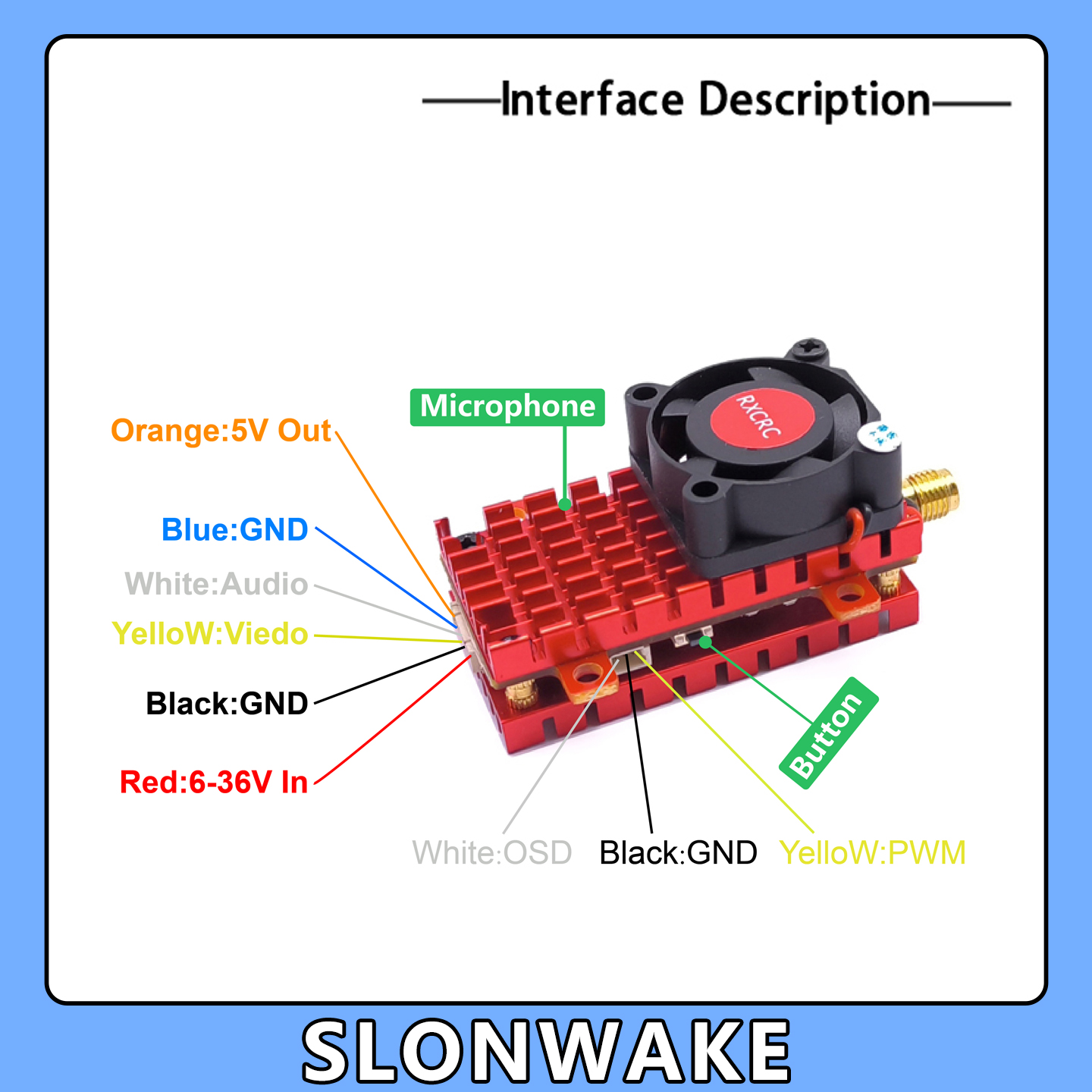 SLONWAKE 5.8G 2W VTX FPV 1800T - огляд і ціна Joystick Rc Drone