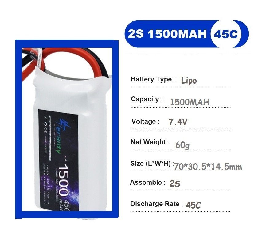 2PCS 7.4V Lipo 2S Battery 1500 - огляд і ціна Drone Rc Race
